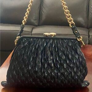 Marc Jacobs Black and Gold Quilted Shoulder Bag “STAM”